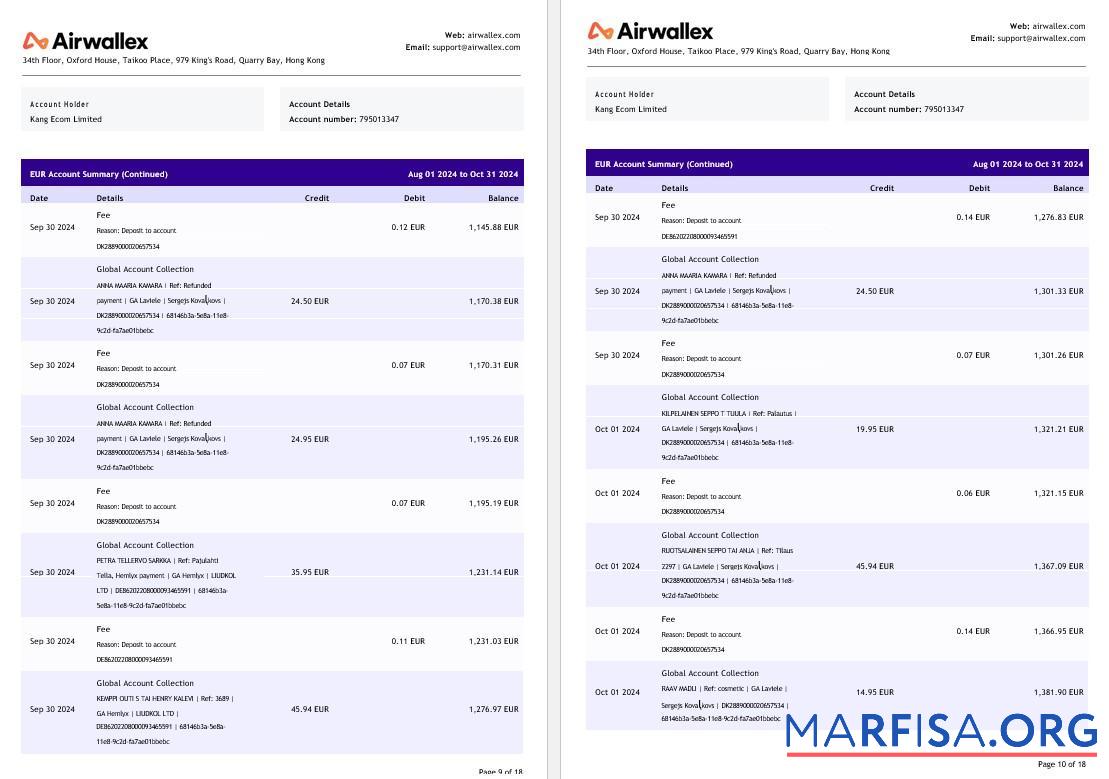 Realistic Hong Kong Airwallex Limited account statement word pages 5 template